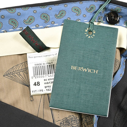 BERWICH "SC SLIM" ビスコース混 ノータックストレッチパンツ グレー(grey) 46 | GUARDAROBA MILANO OFFICIAL STORE