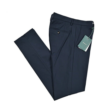 BERWICH "SC SLIM" ストレッチナイロン ノータックパンツ ネイビー(navy) 48 | GUARDAROBA MILANO OFFICIAL STORE