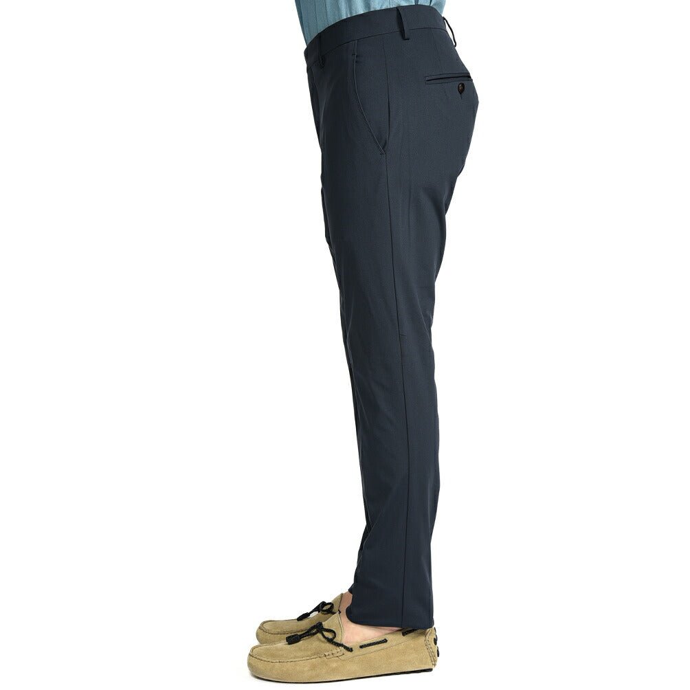 BERWICH "SC SLIM" ストレッチナイロン ノータックパンツ ネイビー(navy) 48 | GUARDAROBA MILANO OFFICIAL STORE