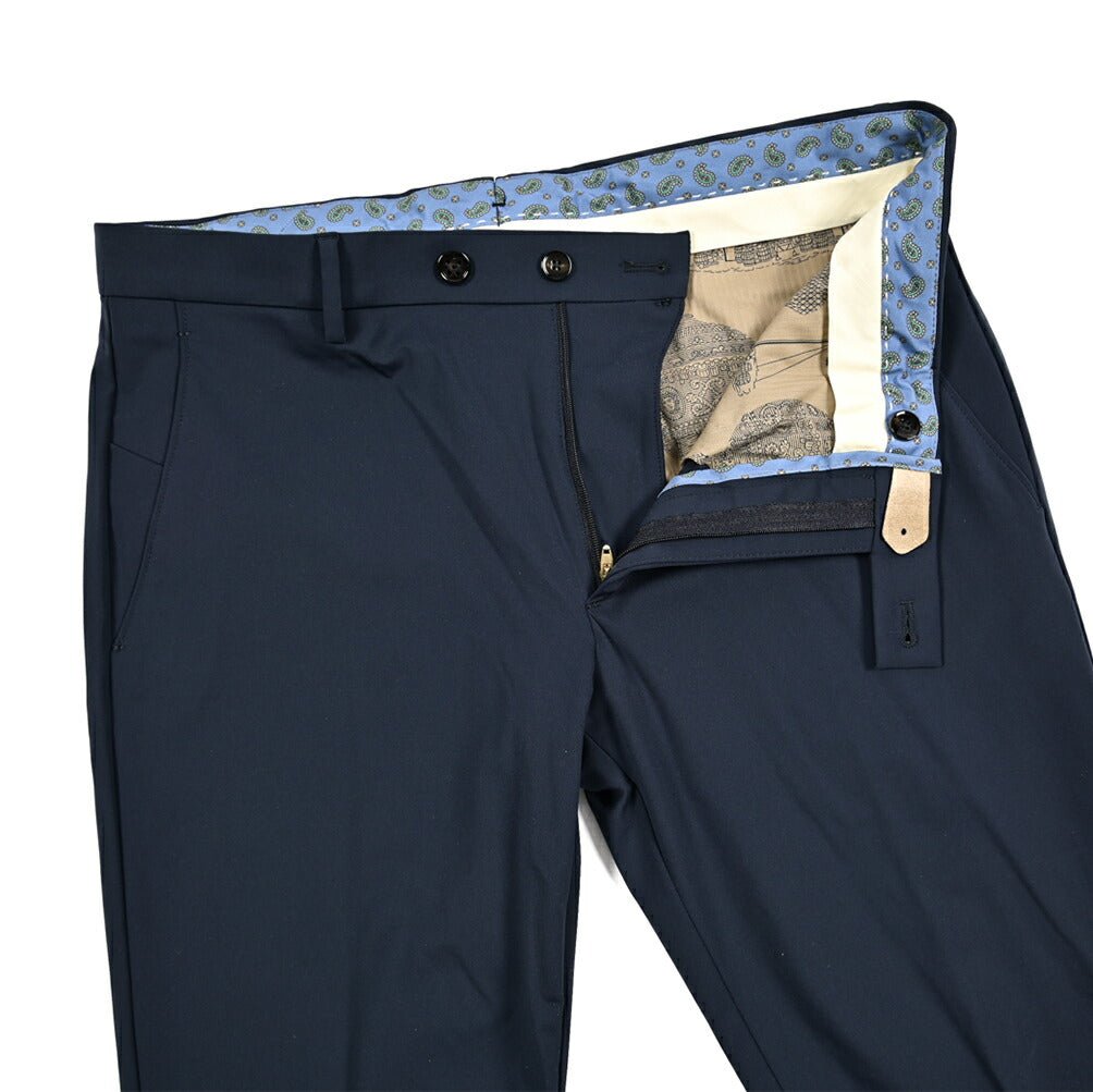 BERWICH "SC SLIM" ストレッチナイロン ノータックパンツ ネイビー(navy) 48 | GUARDAROBA MILANO OFFICIAL STORE