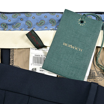 BERWICH "SC SLIM" ストレッチナイロン ノータックパンツ ネイビー(navy) 48 | GUARDAROBA MILANO OFFICIAL STORE