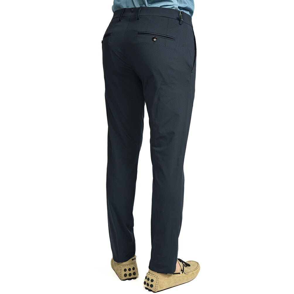 BERWICH "SC SLIM" ストレッチナイロン ノータックパンツ ネイビー(navy) 48 | GUARDAROBA MILANO OFFICIAL STORE