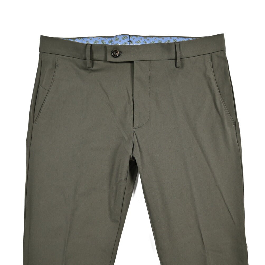 BERWICH "SC SLIM" ストレッチナイロン ノータックパンツ カーキグリーン(army) 46 | GUARDAROBA MILANO OFFICIAL STORE