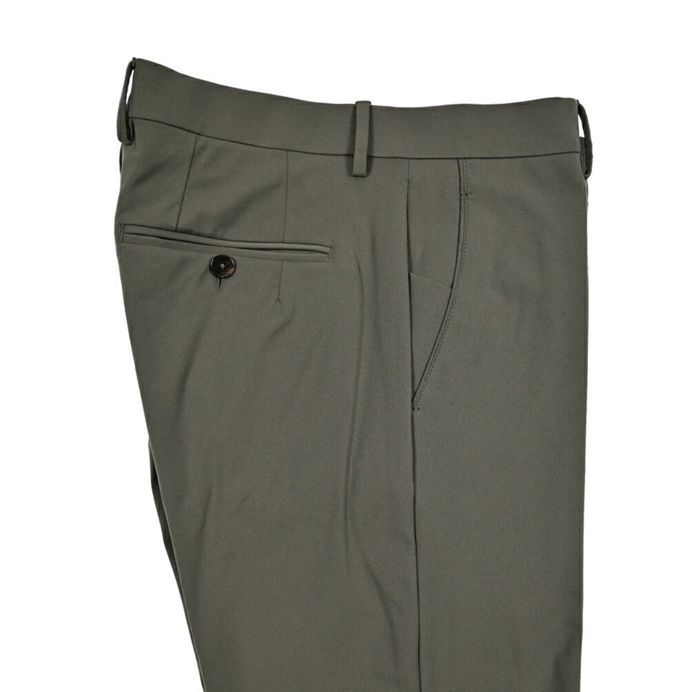 BERWICH "SC SLIM" ストレッチナイロン ノータックパンツ カーキグリーン(army) 46 | GUARDAROBA MILANO OFFICIAL STORE