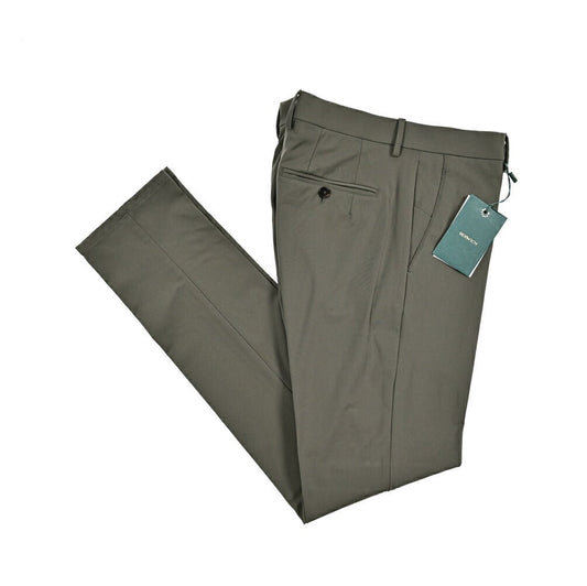 BERWICH "SC SLIM" ストレッチナイロン ノータックパンツ カーキグリーン(army) 46 | GUARDAROBA MILANO OFFICIAL STORE