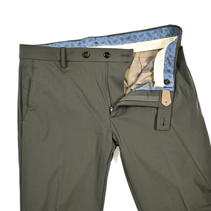 BERWICH "SC SLIM" ストレッチナイロン ノータックパンツ カーキグリーン(army) 46 | GUARDAROBA MILANO OFFICIAL STORE