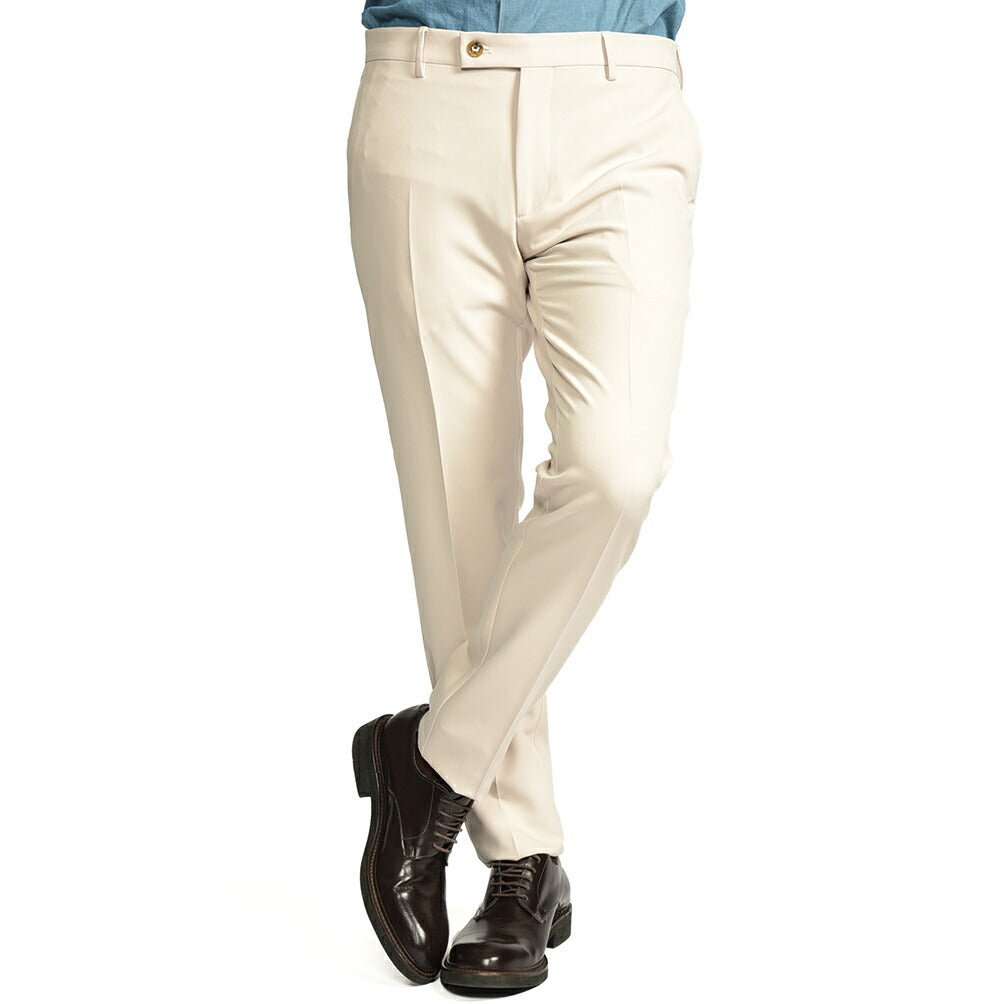 BERWICH "SC SLIM" スラックス ノータック パンツ ポリエステル ストレッチ オフホワイト(cream) 46 | GUARDAROBA MILANO OFFICIAL STORE
