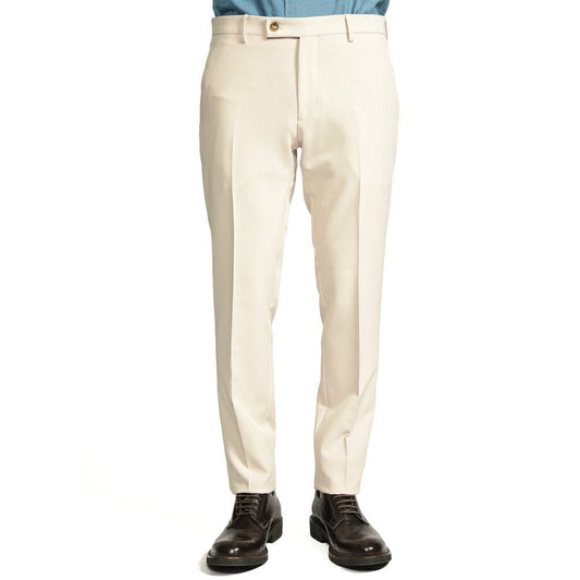BERWICH "SC SLIM" スラックス ノータック パンツ ポリエステル ストレッチ オフホワイト(cream) 46 | GUARDAROBA MILANO OFFICIAL STORE