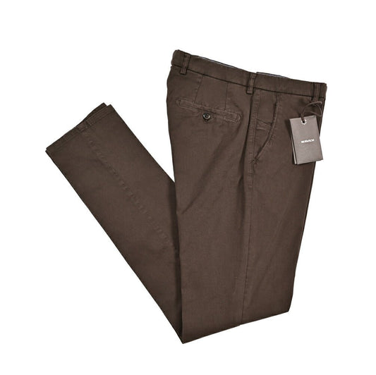BERWICH "SC SLIM - GD" ストレッチコットンチノ ノータックパンツ ブラウン(moro) 46 | GUARDAROBA MILANO OFFICIAL STORE
