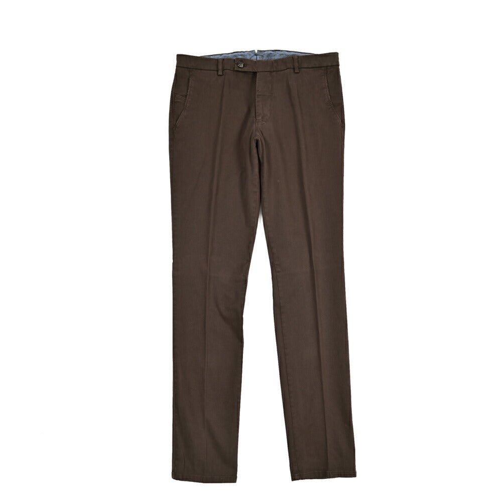 BERWICH "SC SLIM - GD" ストレッチコットンチノ ノータックパンツ ブラウン(moro) 46 | GUARDAROBA MILANO OFFICIAL STORE