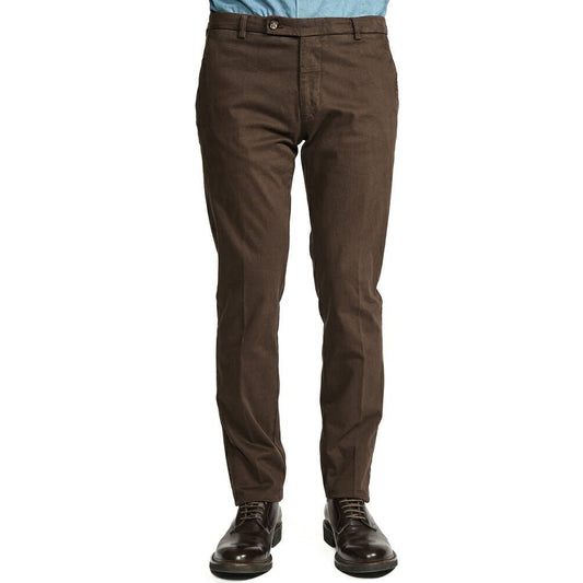 BERWICH "SC SLIM - GD" ストレッチコットンチノ ノータックパンツ ブラウン(moro) 46 | GUARDAROBA MILANO OFFICIAL STORE