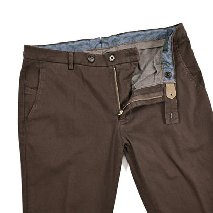 BERWICH "SC SLIM - GD" ストレッチコットンチノ ノータックパンツ ブラウン(moro) 46 | GUARDAROBA MILANO OFFICIAL STORE