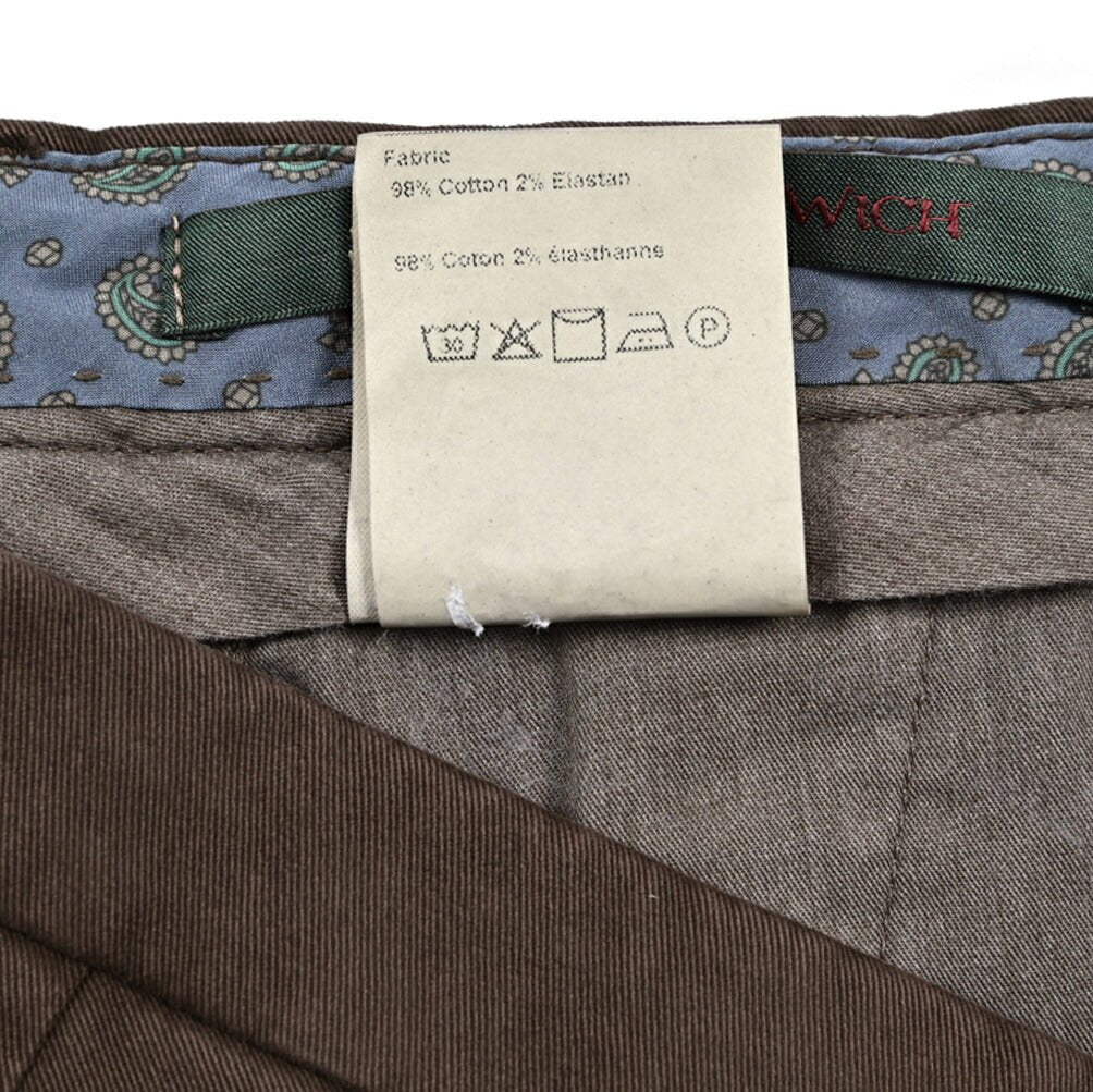 BERWICH "SC SLIM - GD" ストレッチコットンチノ ノータックパンツ ブラウン(moro) 46 | GUARDAROBA MILANO OFFICIAL STORE