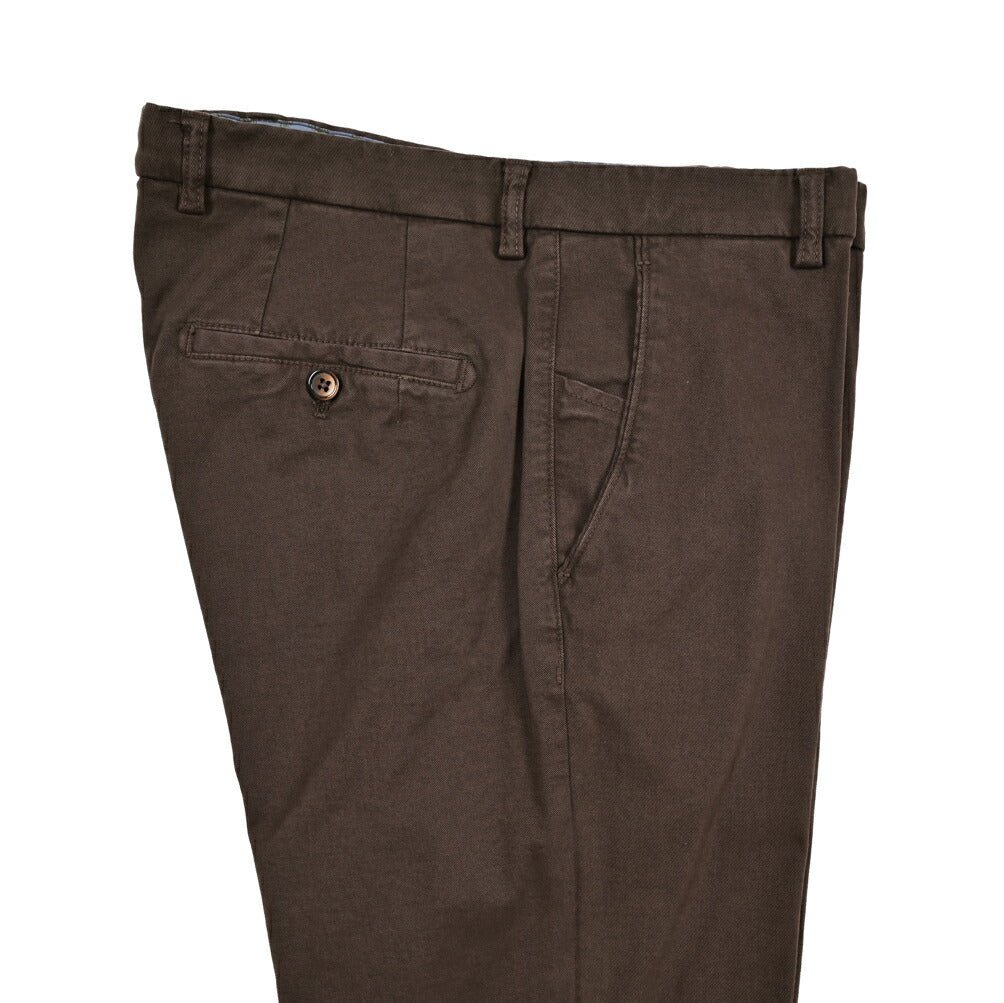 BERWICH "SC SLIM - GD" ストレッチコットンチノ ノータックパンツ ブラウン(moro) 46 | GUARDAROBA MILANO OFFICIAL STORE