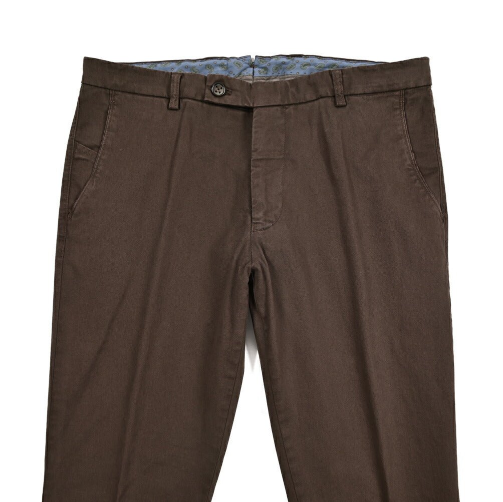 BERWICH "SC SLIM - GD" ストレッチコットンチノ ノータックパンツ ブラウン(moro) 46 | GUARDAROBA MILANO OFFICIAL STORE