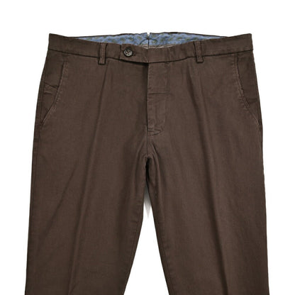 BERWICH "SC SLIM - GD" ストレッチコットンチノ ノータックパンツ ブラウン(moro) 46 | GUARDAROBA MILANO OFFICIAL STORE