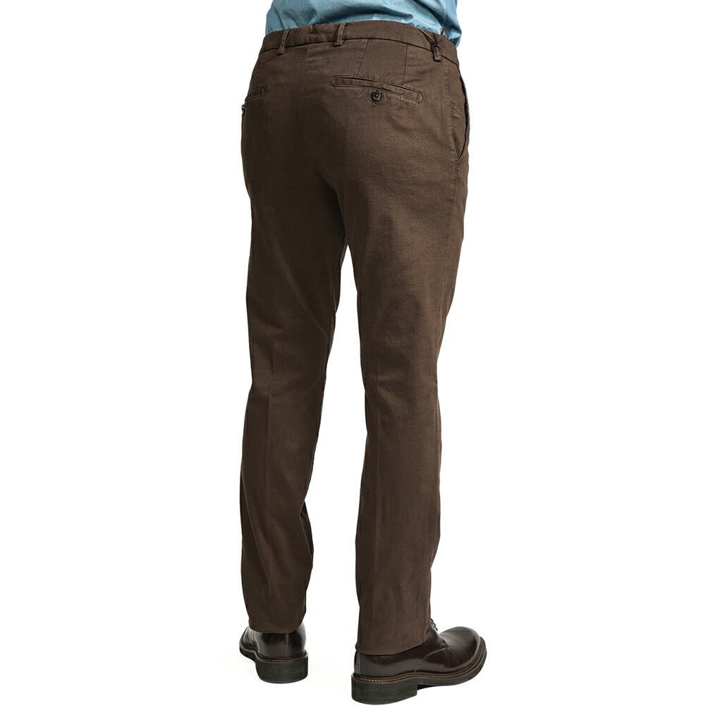 BERWICH "SC SLIM - GD" ストレッチコットンチノ ノータックパンツ ブラウン(moro) 46 | GUARDAROBA MILANO OFFICIAL STORE