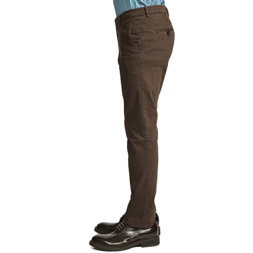BERWICH "SC SLIM - GD" ストレッチコットンチノ ノータックパンツ ブラウン(moro) 46 | GUARDAROBA MILANO OFFICIAL STORE