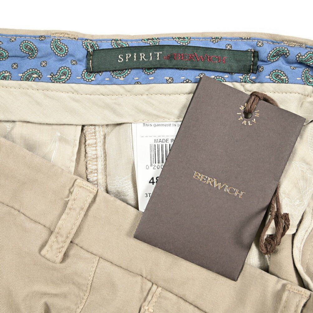 BERWICH "SC SLIM - GD" ストレッチコットンチノ ノータックパンツ ベージュ(beige) 46 | GUARDAROBA MILANO OFFICIAL STORE