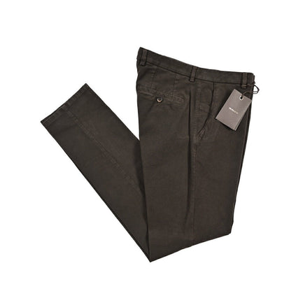 BERWICH “SC SLIM-GD” ストレッチコットン ノータックチノパンツ ブラウン(moro) 46 | GUARDAROBA MILANO OFFICIAL STORE