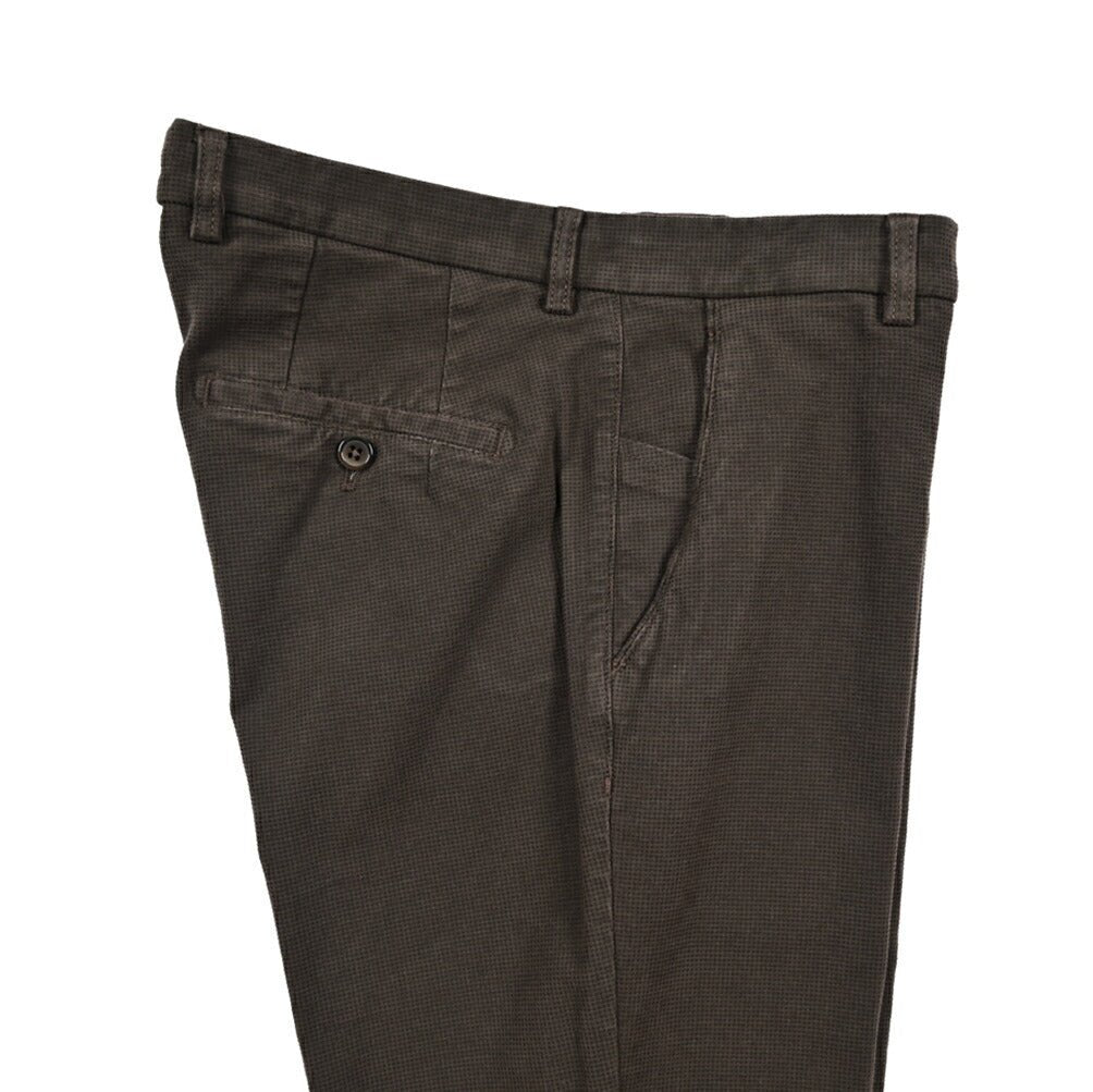 BERWICH “SC SLIM-GD” ストレッチコットン ノータックチノパンツ ブラウン(moro) 46 | GUARDAROBA MILANO OFFICIAL STORE