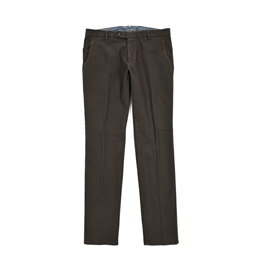 BERWICH “SC SLIM-GD” ストレッチコットン ノータックチノパンツ ブラウン(moro) 46 | GUARDAROBA MILANO OFFICIAL STORE