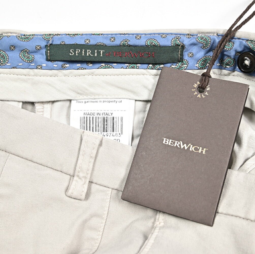 BERWICH “SC SLIM - GD” ストレッチコットン ノータックチノパンツ グレージュ(pomice) 46 | GUARDAROBA MILANO OFFICIAL STORE
