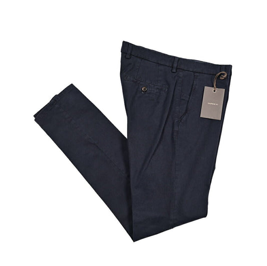 BERWICH “SC SLIM - GD” ストレッチコットン ノータックチノパンツ ネイビー(navy) 46 | GUARDAROBA MILANO OFFICIAL STORE