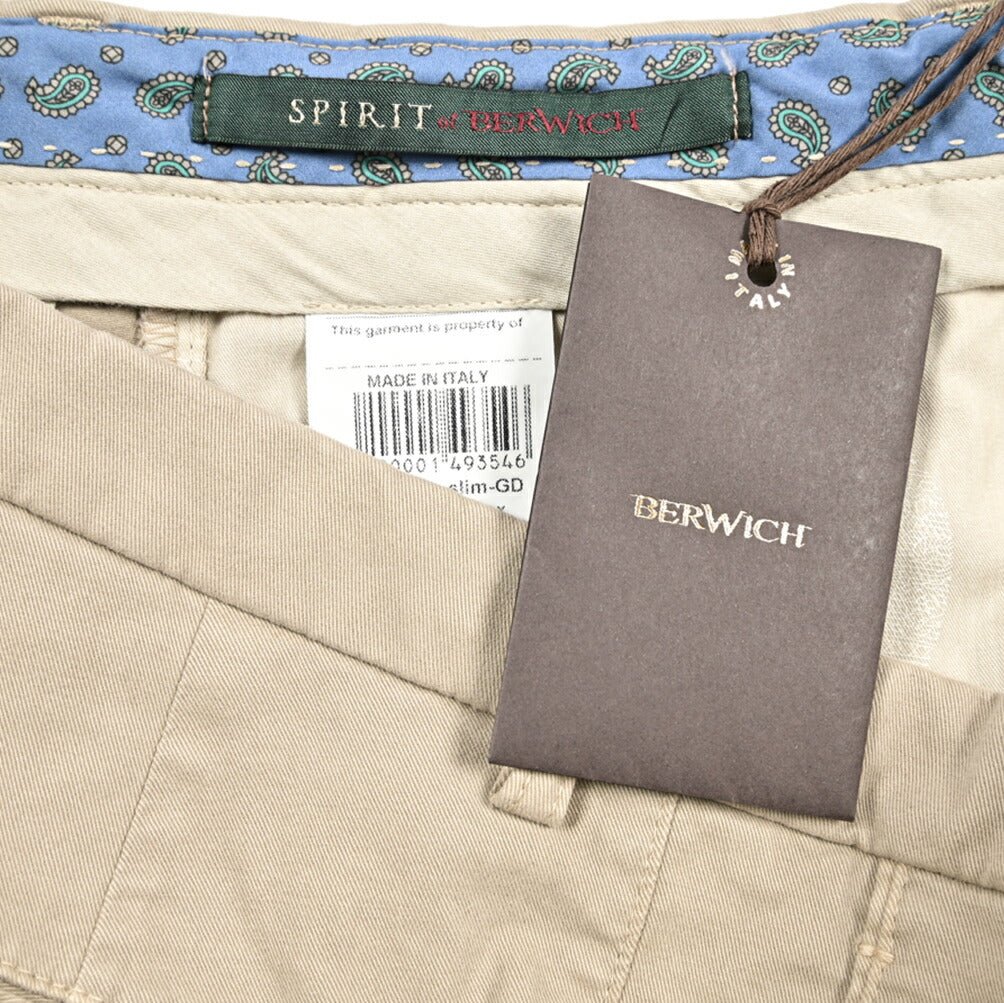 BERWICH “SC SLIM - GD” ストレッチコットン ノータックチノパンツ ベージュ(beige) 54 | GUARDAROBA MILANO OFFICIAL STORE