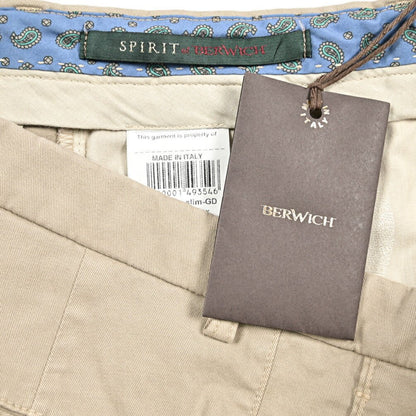 BERWICH “SC SLIM - GD” ストレッチコットン ノータックチノパンツ ベージュ(beige) 54 | GUARDAROBA MILANO OFFICIAL STORE