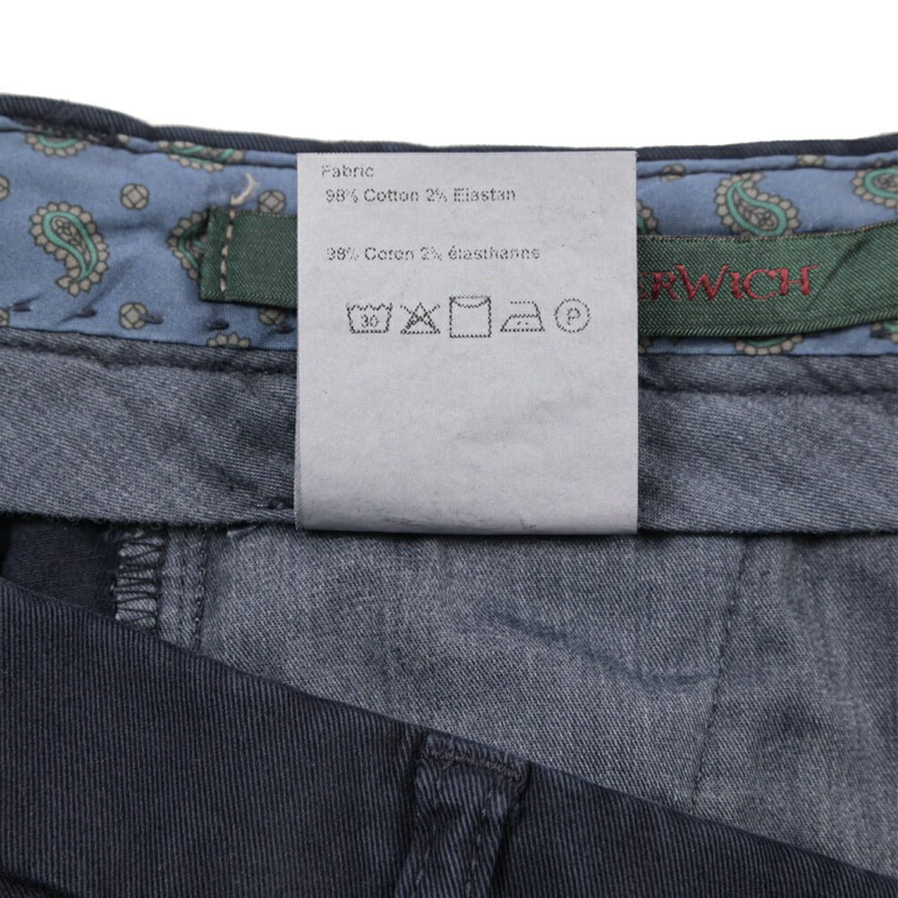 BERWICH “SC SLIM-GD” ストレッチコットン ノータックチノパンツ ネイビー(navy) 54 | GUARDAROBA MILANO OFFICIAL STORE