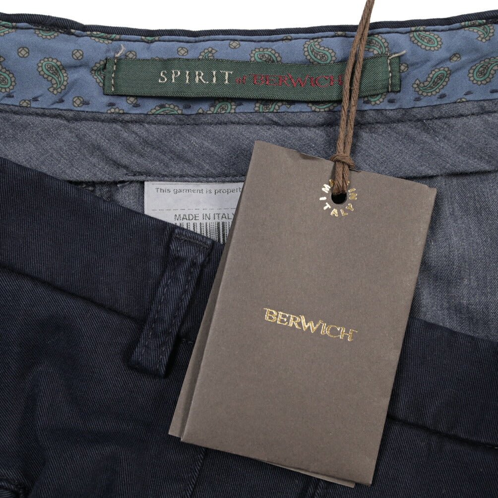 BERWICH “SC SLIM-GD” ストレッチコットン ノータックチノパンツ ネイビー(navy) 54 | GUARDAROBA MILANO OFFICIAL STORE
