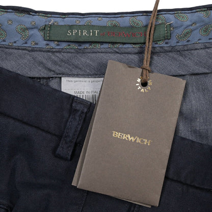 BERWICH “SC SLIM-GD” ストレッチコットン ノータックチノパンツ ネイビー(navy) 54 | GUARDAROBA MILANO OFFICIAL STORE