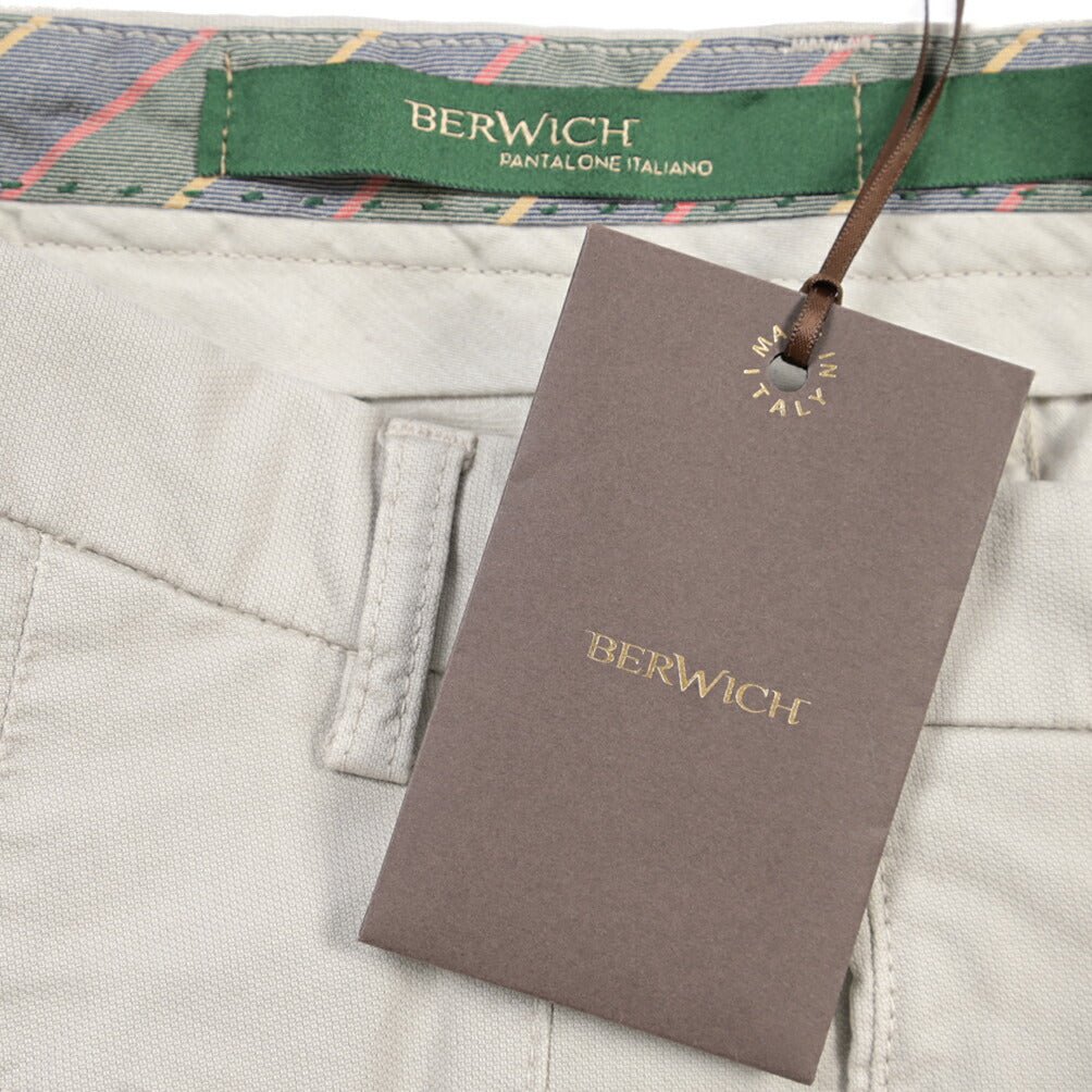 BERWICH “SC SLIM-GD” ストレッチコットン ノータックチノパンツ グレー(pomice008) 46 | GUARDAROBA MILANO OFFICIAL STORE