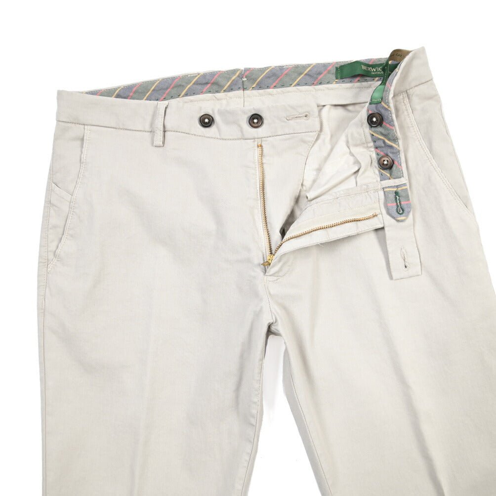 BERWICH “SC SLIM-GD” ストレッチコットン ノータックチノパンツ グレー(pomice008) 46 | GUARDAROBA MILANO OFFICIAL STORE