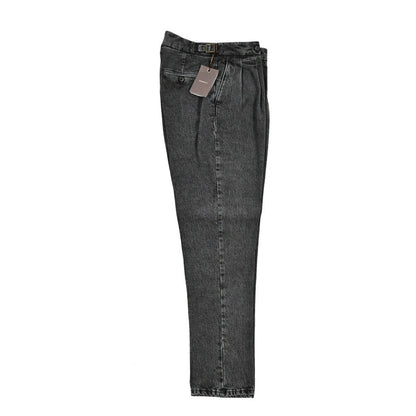 BERWICH "SCOTCH" コットン100% ツータック デニムスラックス / デニスラ ブラック(black denim) 44 | GUARDAROBA MILANO OFFICIAL STORE