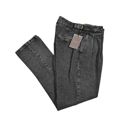 BERWICH "SCOTCH" コットン100% ツータック デニムスラックス / デニスラ ブラック(black denim) 44 | GUARDAROBA MILANO OFFICIAL STORE