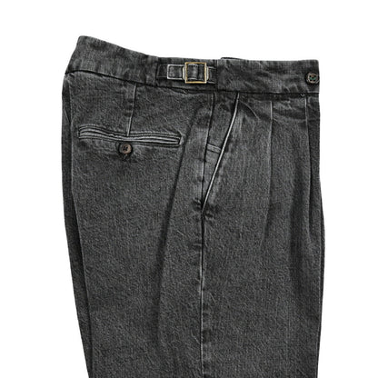 BERWICH "SCOTCH" コットン100% ツータック デニムスラックス / デニスラ ブラック(black denim) 44 | GUARDAROBA MILANO OFFICIAL STORE