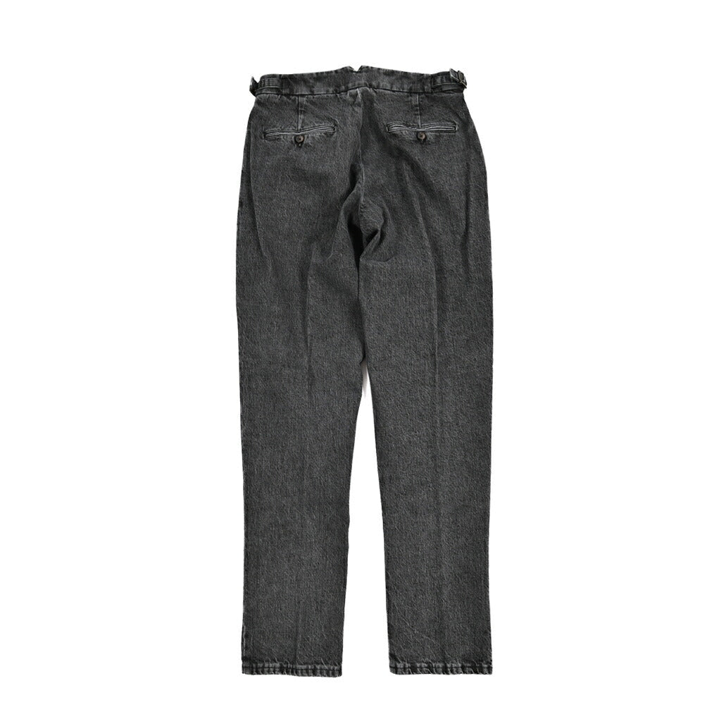 BERWICH "SCOTCH" コットン100% ツータック デニムスラックス / デニスラ ブラック(black denim) 44 | GUARDAROBA MILANO OFFICIAL STORE