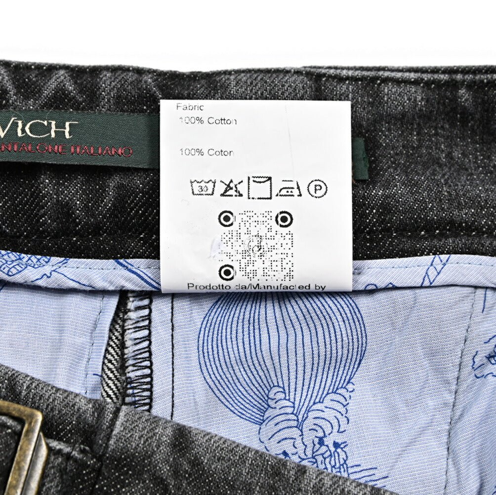 BERWICH "SCOTCH" コットン100% ツータック デニムスラックス / デニスラ ブラック(black denim) 44 | GUARDAROBA MILANO OFFICIAL STORE