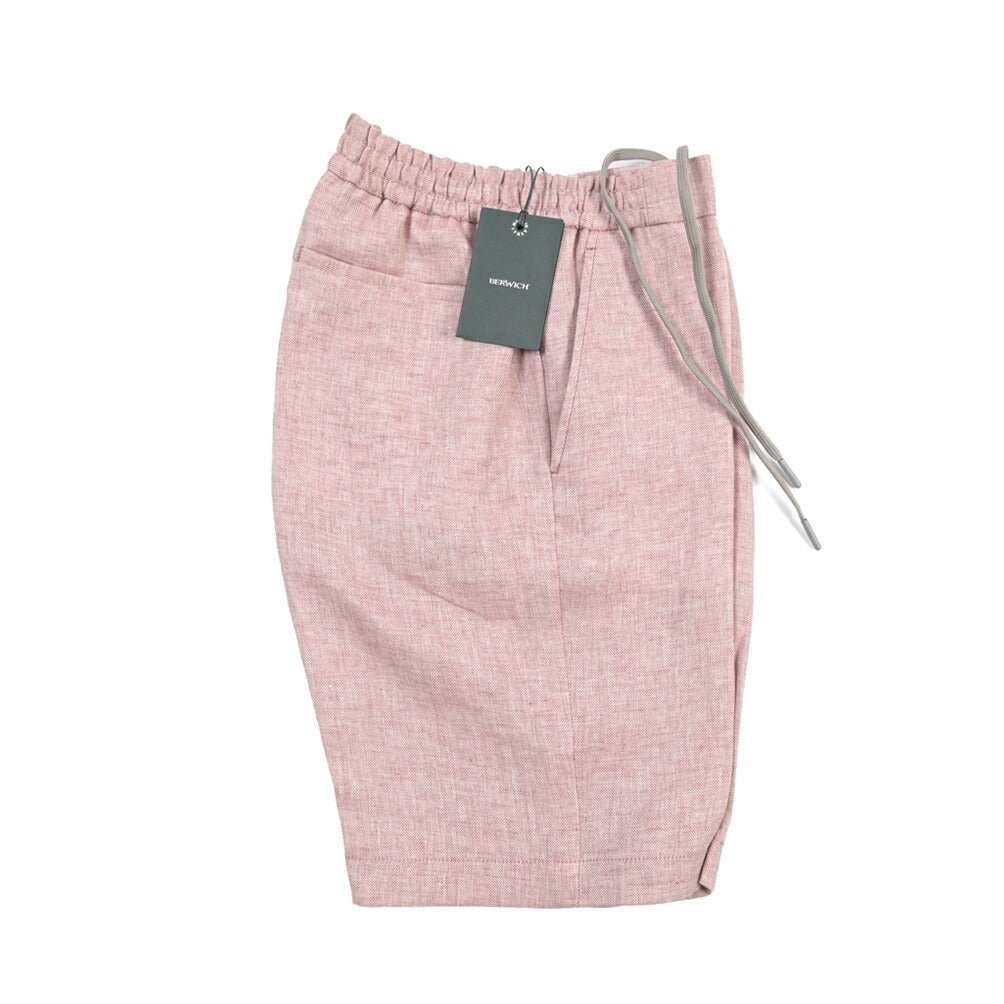 BERWICH “SHORT SPIAGGIA” リネン100% ノータックショーツ ピンク(rose) 46 | GUARDAROBA MILANO OFFICIAL STORE