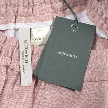 BERWICH “SHORT SPIAGGIA” リネン100% ノータックショーツ ピンク(rose) 46 | GUARDAROBA MILANO OFFICIAL STORE