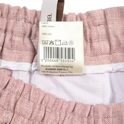 BERWICH “SHORT SPIAGGIA” リネン100% ノータックショーツ ピンク(rose) 46 | GUARDAROBA MILANO OFFICIAL STORE