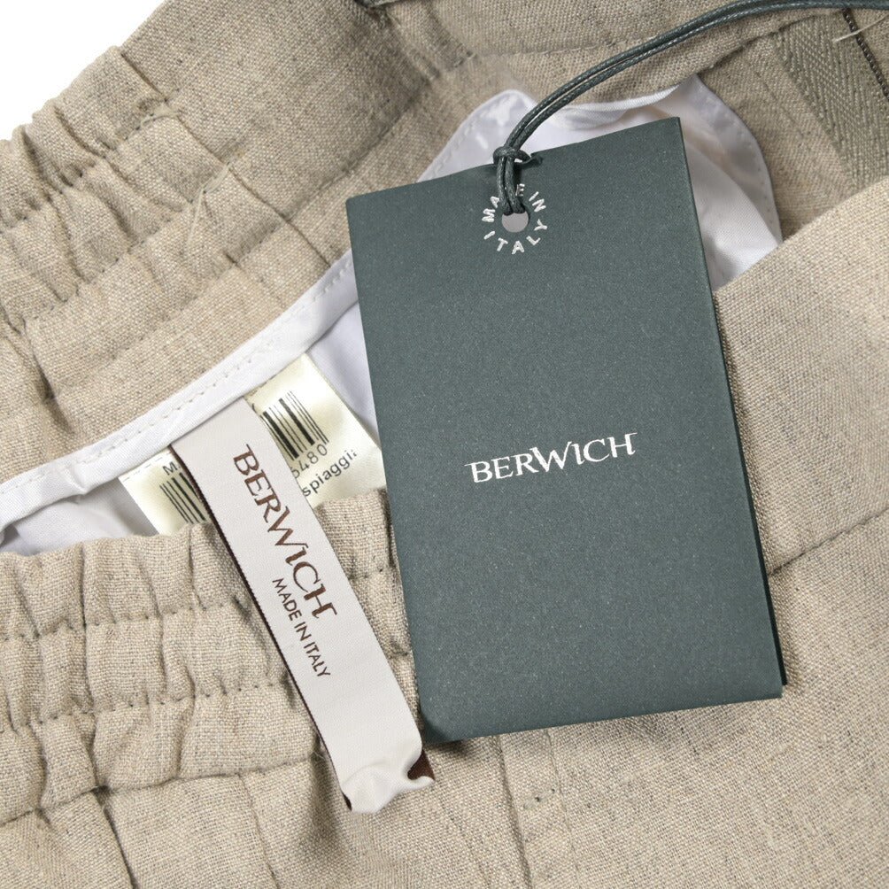 BERWICH “SHORT SPIAGGIA” ヘンプ100% ノータックショーツ ベージュ(desert) 48 | GUARDAROBA MILANO OFFICIAL STORE