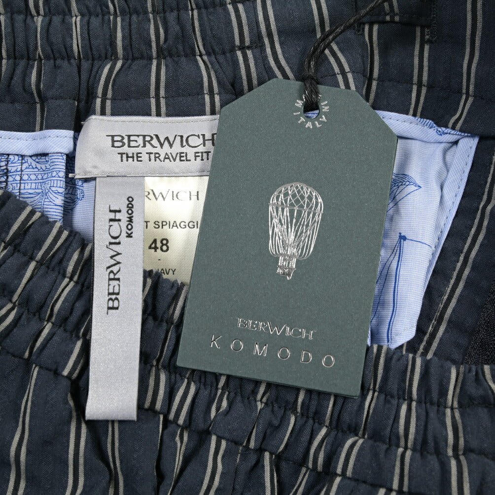 BERWICH “SHORT SPIAGGIA” ノータックコットンショーツ ネイビー(navy) 46 | GUARDAROBA MILANO OFFICIAL STORE