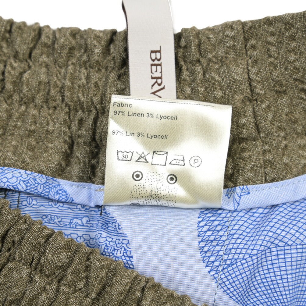 BERWICH “SHORT SPIAGGIA” リヨセル混リネン ノータックショーツ カーキグリーン(army) 46 | GUARDAROBA MILANO OFFICIAL STORE