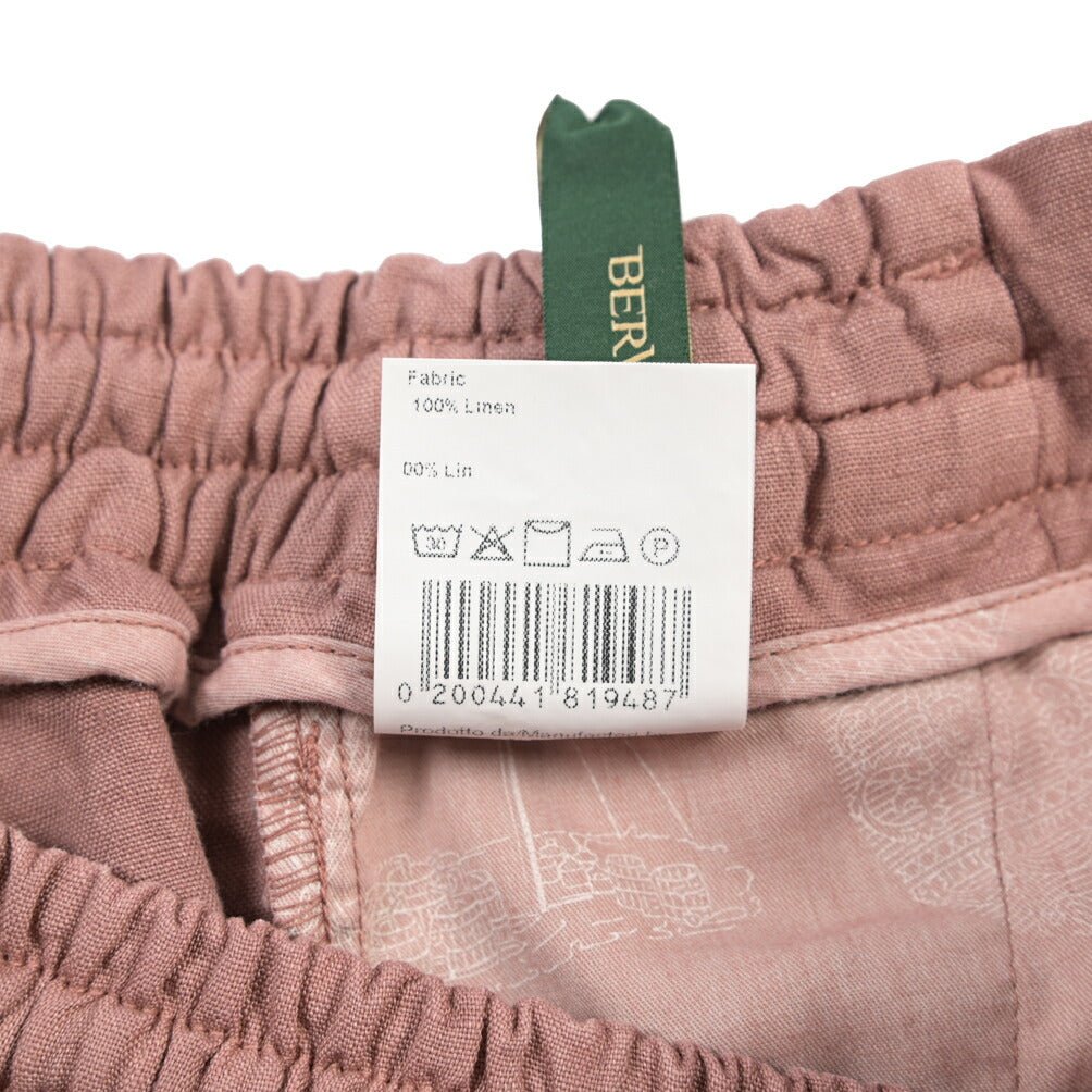 BERWICH “SHORT SPIAGGIA-GD” リネン100% ノータックショーツ ピンク(rosa474) 48 | GUARDAROBA MILANO OFFICIAL STORE