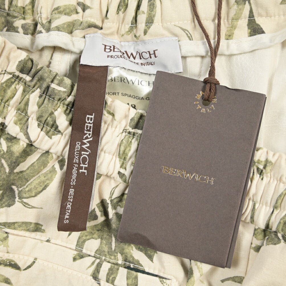 BERWICH “SHORT SPIAGGIA-GD” リネン混コットン ストレッチショーツ オフホワイト(latte802) 46 | GUARDAROBA MILANO OFFICIAL STORE