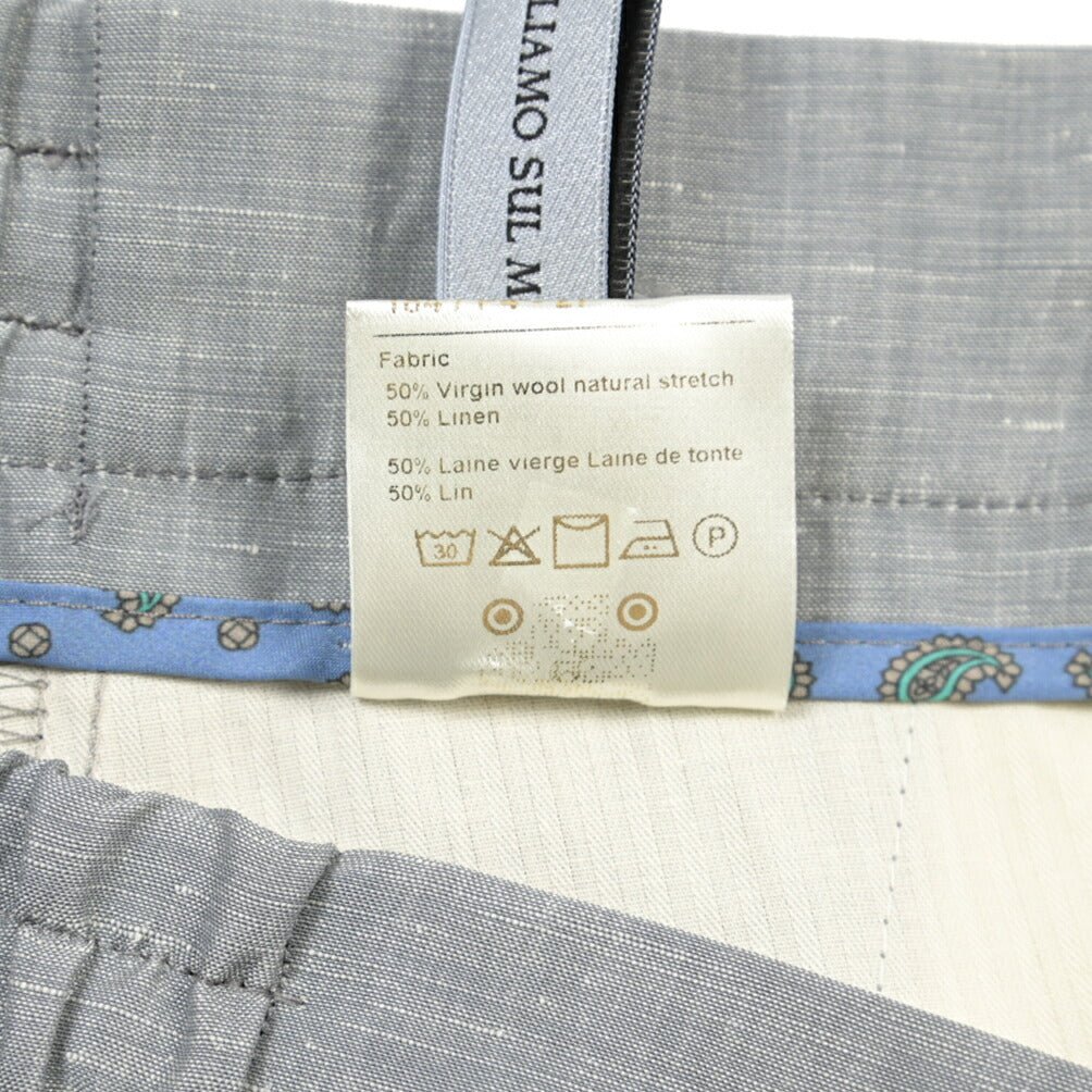 BERWICH “SPIAGGIA 1P” リネン混ウール ドローコード付きイージースラックス グレー(grey) 46 | GUARDAROBA MILANO OFFICIAL STORE