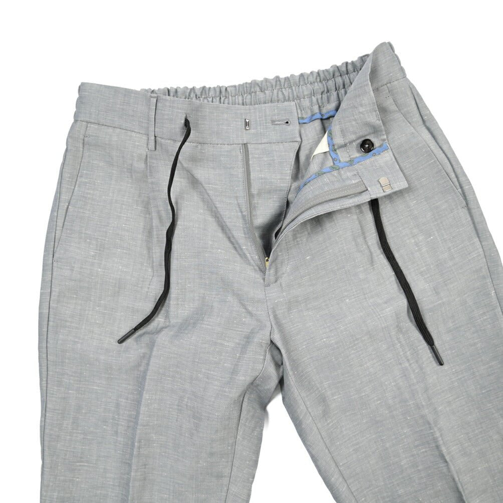 BERWICH “SPIAGGIA 1P” リネン混ウール ドローコード付きイージースラックス グレー(grey) 46 | GUARDAROBA MILANO OFFICIAL STORE